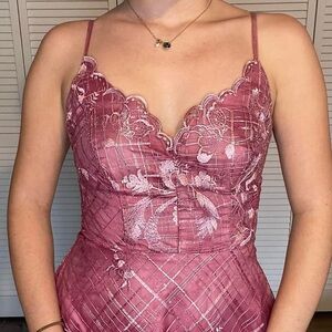 Lace Floral Pink Gown